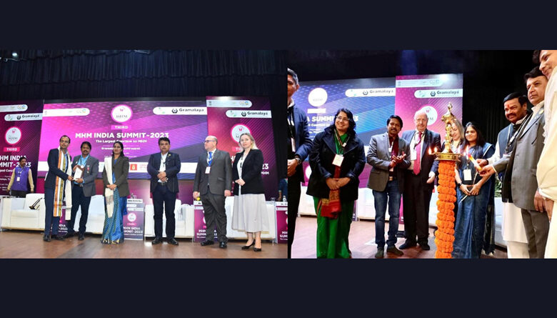 Adesh Gupta honored at the largest MHM summit organized by Gramalaya at NDMC Convention Centre, New Delhi